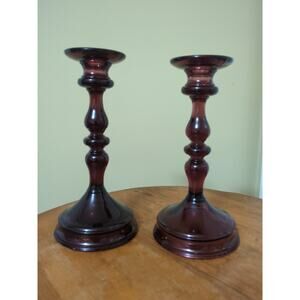 Vintage Paden City 117 Mulberry Amethyst Candlestick Pair